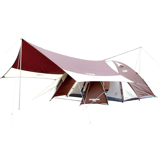 CAPTAIN STAG Tent Tarp Extension Belt Set BLACK PACKAGE Exgear Two Room Dome Tent & Tarp Set + For 4~5 People UZ-13232 Brown 440 x 440cm