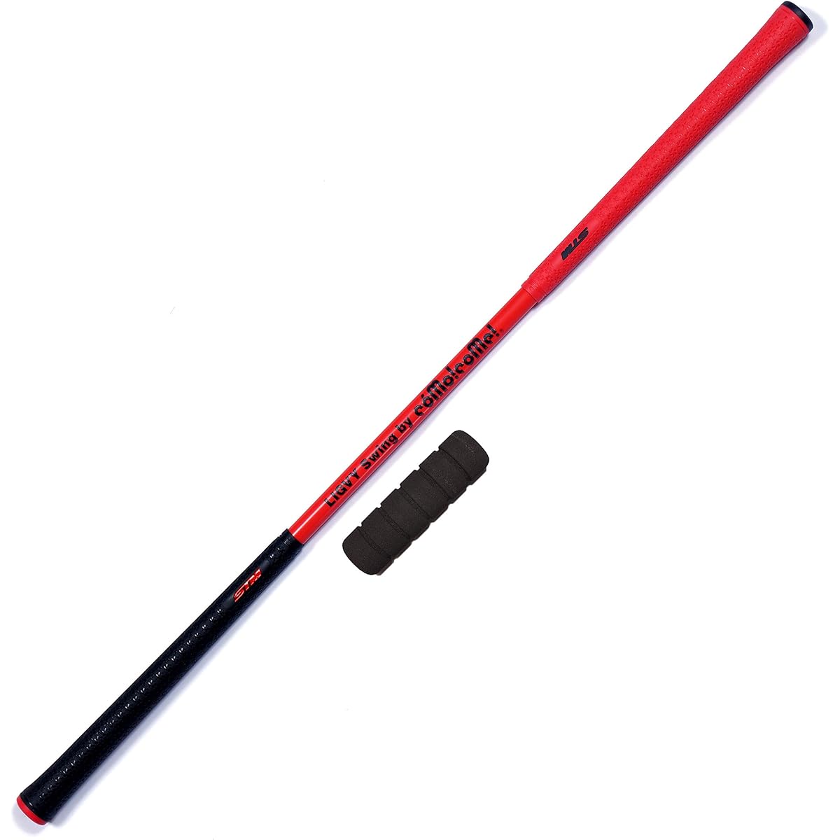 Komokome 2-way Golf Swing Practice Equipment, Live Swing, Flexible Shaft, Increases Flying Distance, Increases Head Speed, Practice Swing, Made in Japan (Red (Impact Master Included))