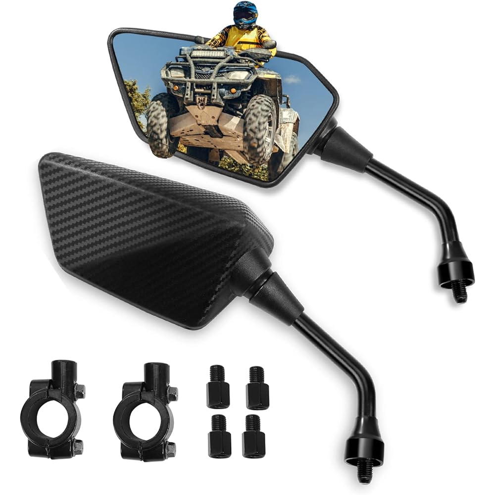 Esploratori ATV Mirror Side Rearview Mirror for Motorcycle ATV Scooter Cruiser 8mm 10mm Bolt 7/8 Inch Handlebar Mount Clamp Compatible with Suzuki Yamaha Honda Kawasaki Victory etc.