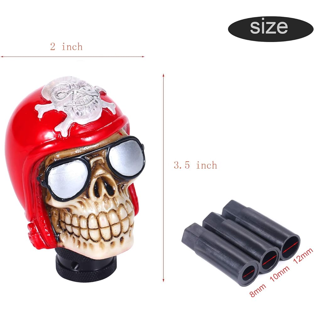 Bashineng Pirate stick shifter knob skull type replacement gear shift head Fits Most manual cars (red)