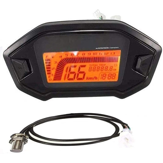 Samdo Motorcycle Digital Odometer Speedometer Tachometer KMH MPH 14000rpm Gear Dirt Bike 1,2,4 Cylindrical