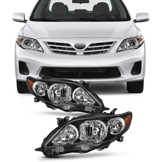 Black bezel 2011-2013 Toyota Corolla headlight Front lamp directly replacement left+right pair