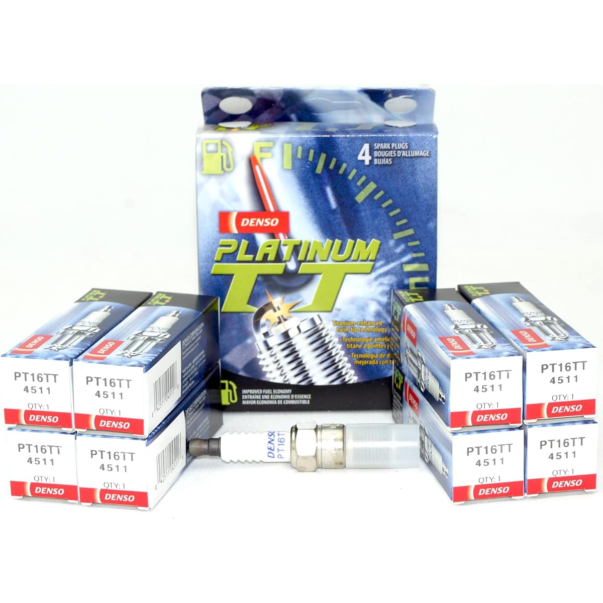 Densoplatinian TT Spark Plug Stock 4511 Platinum Core 0.039 inch (1.0mm) Gap size 8 pieces