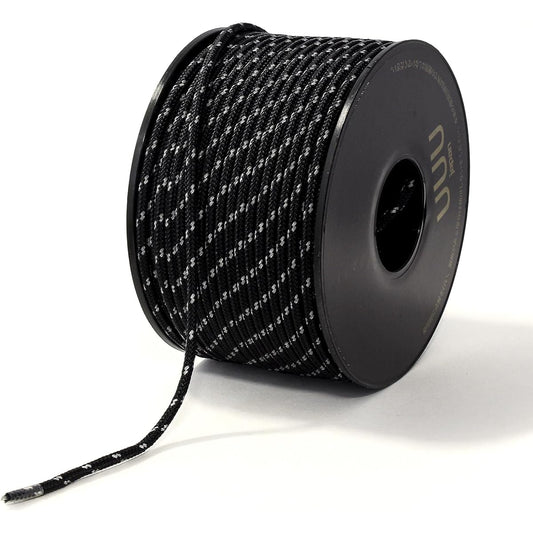 Sanyu Sangyo UUU Guy Rope Bobbin Winding Reflective Black 3mm x 50m