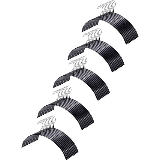 HOSUR Hangers, Non-Slip, Non-Marking Hanger, 50 Pieces, Prevents Shape, Prevents Stiffness, Laundry Hanger, Space Saving, Suit Hanger, Black
