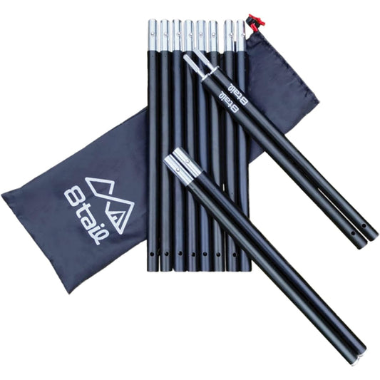 8tail Aluminum Pole 19 mm [Kokizami Pole] Set of 2, Maximum 204cm, 6 connections, Compact storage, Easy to carry, Anodized, Tent Tarp [Small steps are important in life and poles]