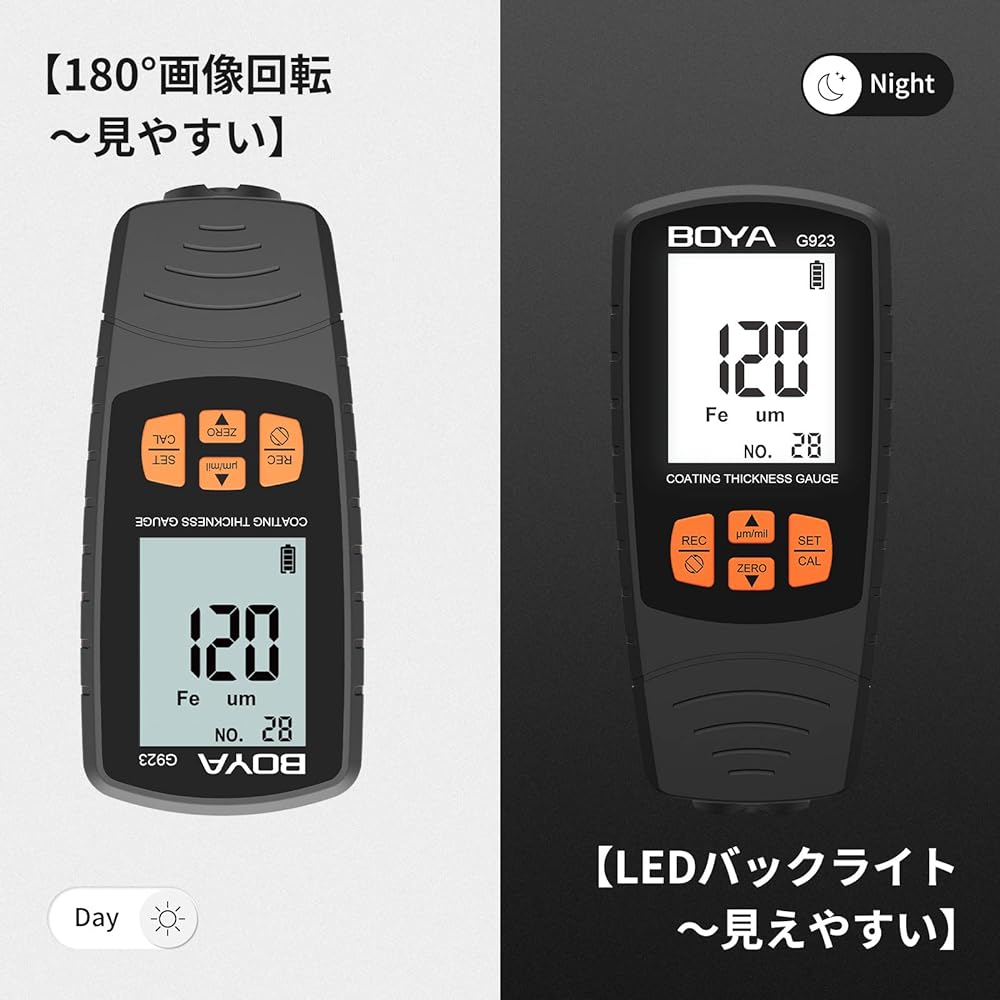 BOYA Film Thickness Meter Paint Film Meter Automotive Paint Film Thickness Measuring Instrument Base Automatic Substrate Discrimination Japanese Instruction Manual G923