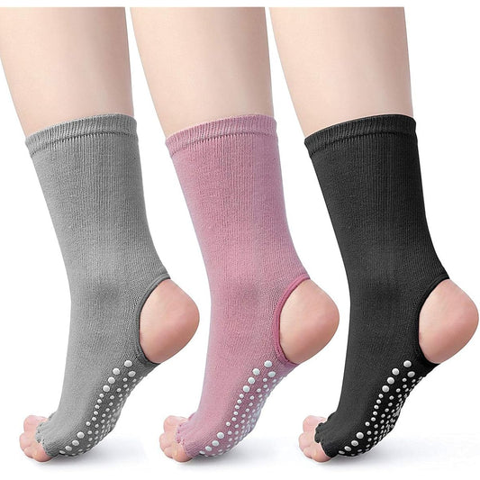 [SEMIYA] Yoga Socks, 5 Toe Socks, Fingerless, Anti-Slip, Antibacterial, Deodorizing, Safety, Preventive, Sports, Volleyball, Dance, Short Socks, Various, Women's, Men's, Unisex, 3 Colors, 3 Pair Set