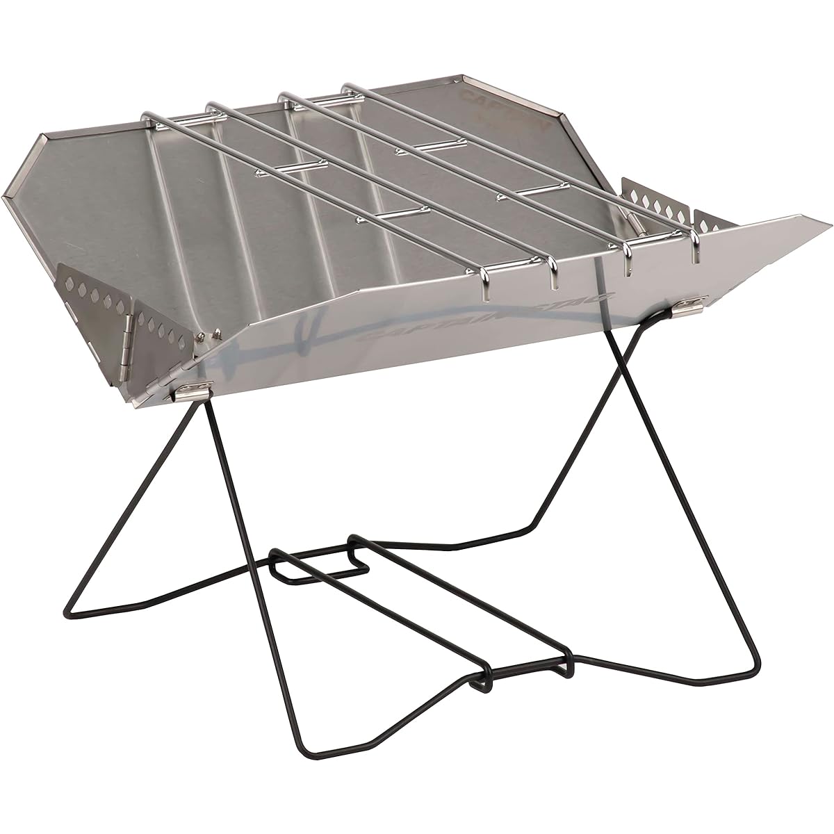 CAPTAIN STAG Barbecue Stove Grill Bonfire Shell Fire Pit 400 Stainless Steel with 2 Trivets and Storage Bag UG-91 Silver
