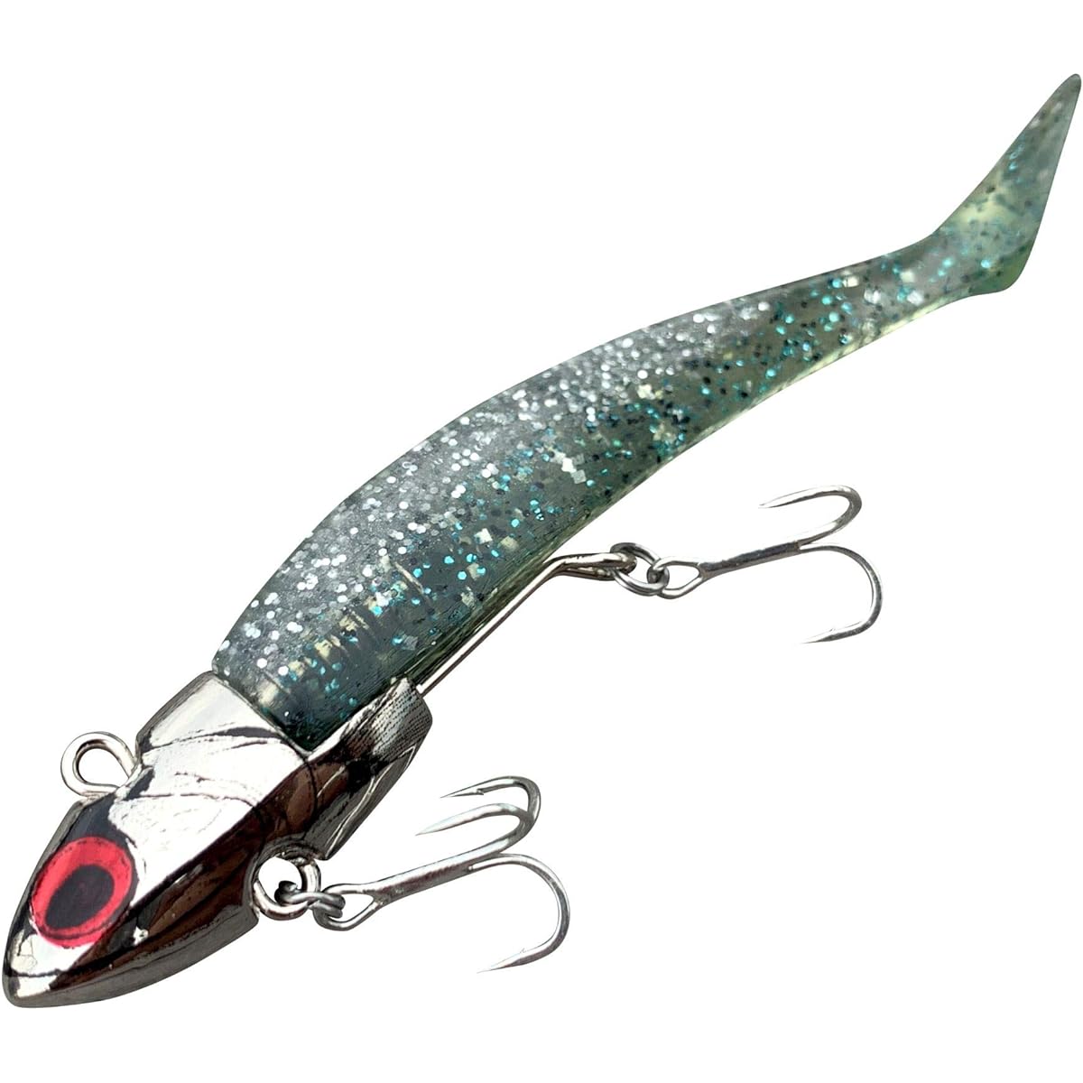 COREMAN Worm VJ-16 Vibration Jig Head #004 Silver Chrome Head + Castor Rockfish.