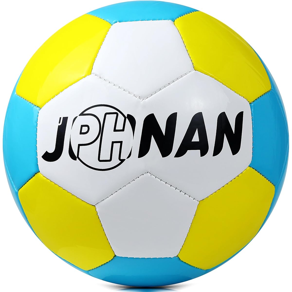 JPHNAN TPU Soccer Ball No. 4 Official Ball for Children, Elementary School Students, Junior High School Students, High Schools, Colleges, Practice Matches, Lightweight Soccer Ball No. 4 Futsal Ball Thick Yellow x Blue Classic Design