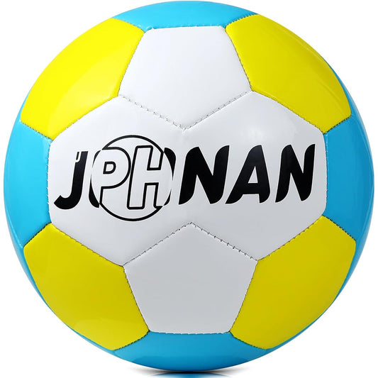 JPHNAN TPU Soccer Ball No. 4 Official Ball for Children, Elementary School Students, Junior High School Students, High Schools, Colleges, Practice Matches, Lightweight Soccer Ball No. 4 Futsal Ball Thick Yellow x Blue Classic Design