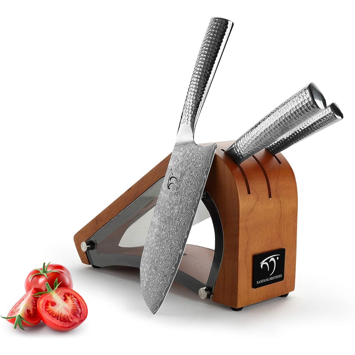 Nanfang Brothers Knife Set, VG10 Gold Damascus Steel, 67 Layers, 3 Pieces [Santoku Knife, Gyuto Knife, Petty Knife] Knife Block Set, Good Sharpness, Dishwasher Safe, Vegetable Cutting, Meat Cutting, Fruit Cutting, Multifunctional, For Cooking, Home Use,