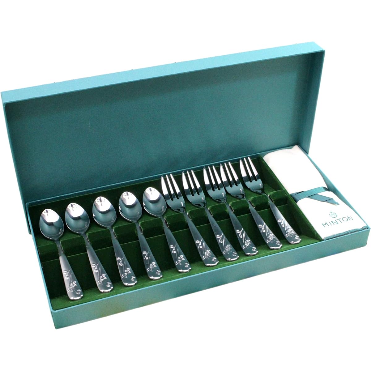 Castle Enterprise MINTON VICTORIA STRAWBERRY Teaspoon & Cake Fork Set of 10 Made in Japan Gift Package Specifications