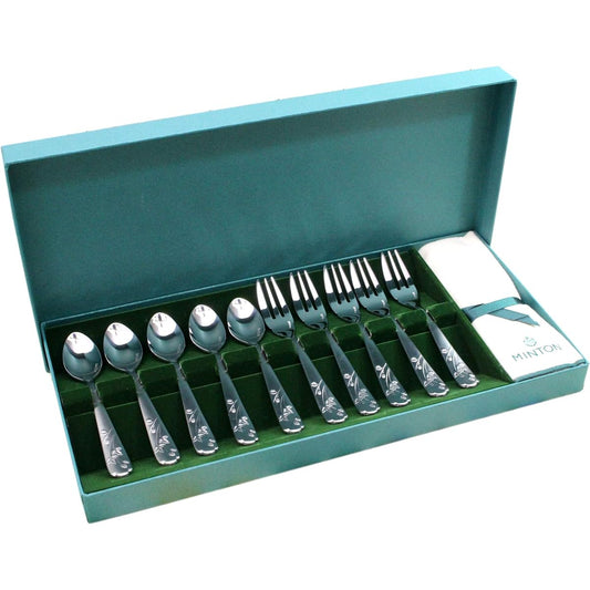 Castle Enterprise MINTON VICTORIA STRAWBERRY Teaspoon & Cake Fork Set of 10 Made in Japan Gift Package Specifications