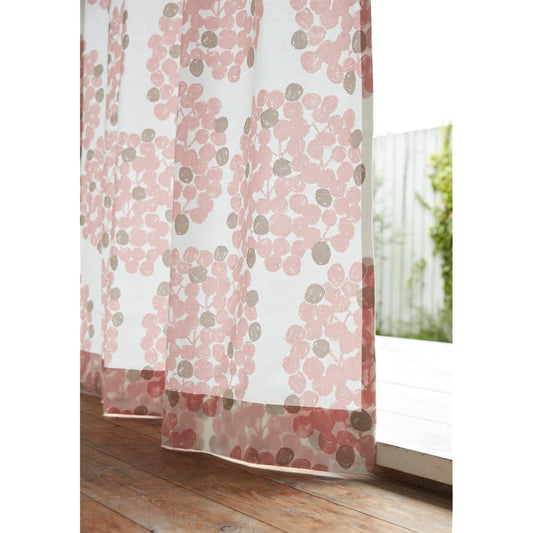 Quarter Report Rieko Oka Design 16 Sizes to Choose from Curtain Float Pink Width 100 x Length 220cm Set of 2 Cotton Linen Material Floral/Plant Pattern [Made in Japan]
