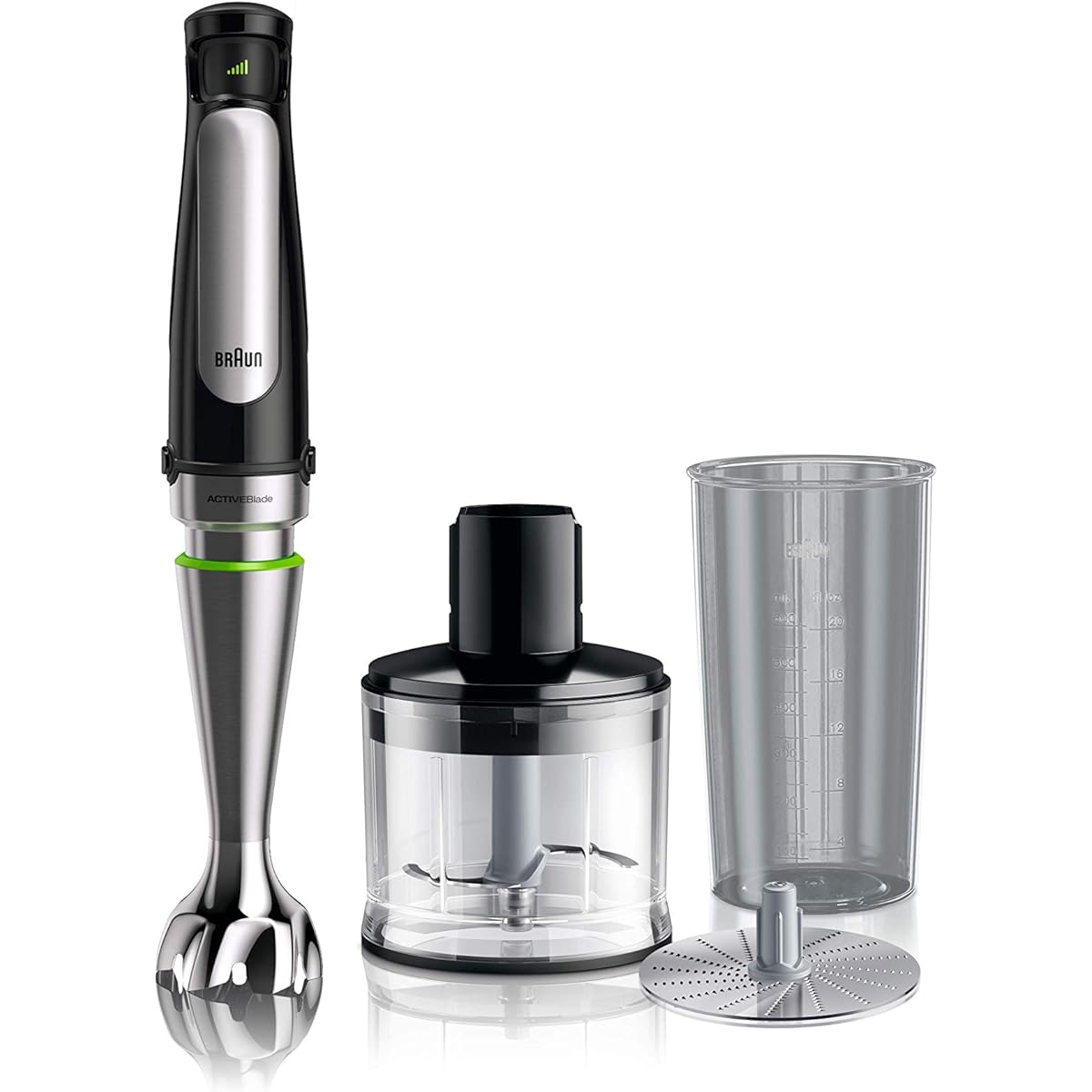 Braun Multi-Quick 7 Hand Blender 4-in-1 [Crush, Mix, Chop, Grate] Equipped with Active Blade Technology Baby Food Making MQ7030XG Black/Silver