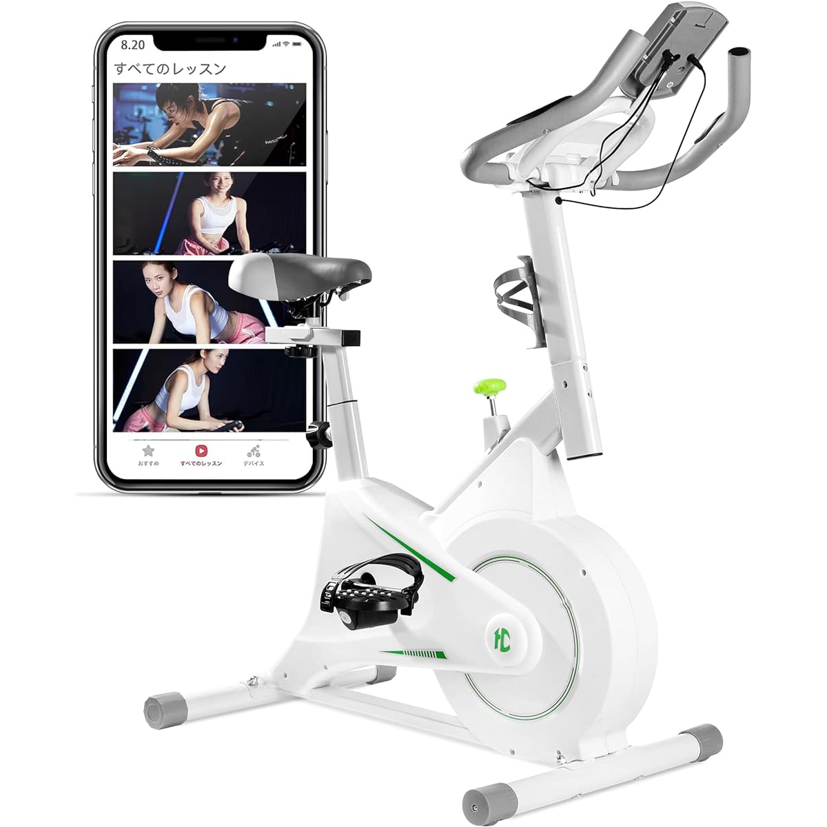HeChuan Fitness Bike [Equipped with Bluetooth] Exercise Bike for Home Use, Ultra-Quiet Spin Bike [5 Year Warranty] Stepless Adjustment, Magnetic System, Training Bike, Indoor Bicycle Training, Easy to Assemble, Japanese Instruction Manual Included