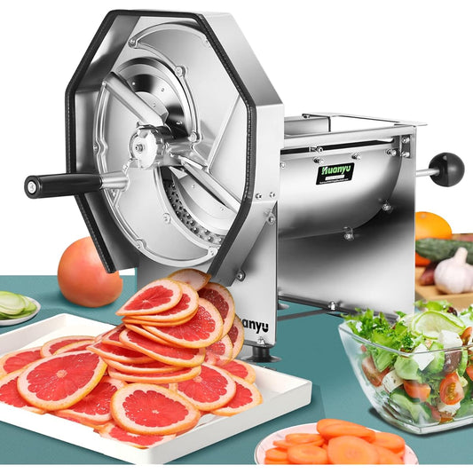 Huanyu Vegetable Slicer Manual Multifunctional Slicer Thickness 0-9MM Adjustable Overall 304# Stainless Steel Washable Vegetables/Fruits/Lemon/Cucumber/Potato/Carrot Rotating Type Commercial Use