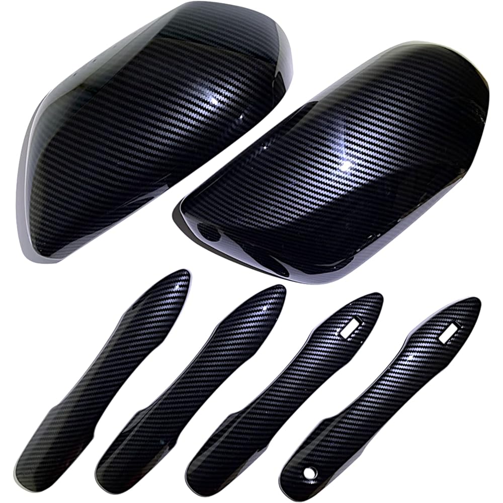 Flatland Prius 50 Series PHV 52 Series Exterior Door Mirror Cover & Door Handle Cover Set Custom Parts Accessories (Carbon)