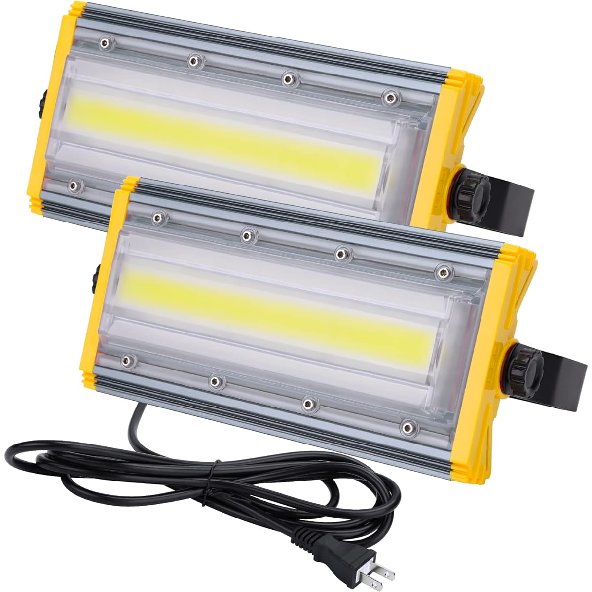 Maikading LED Floodlight 50W Work Light [Set of 2] 850W Equivalent 8000LM Thin Plug with 3m Cord PSE Compatible 360° Rotation Durable Energy Saving Warehouse Lighting Security Light Parking Lot Light Outdoor Work