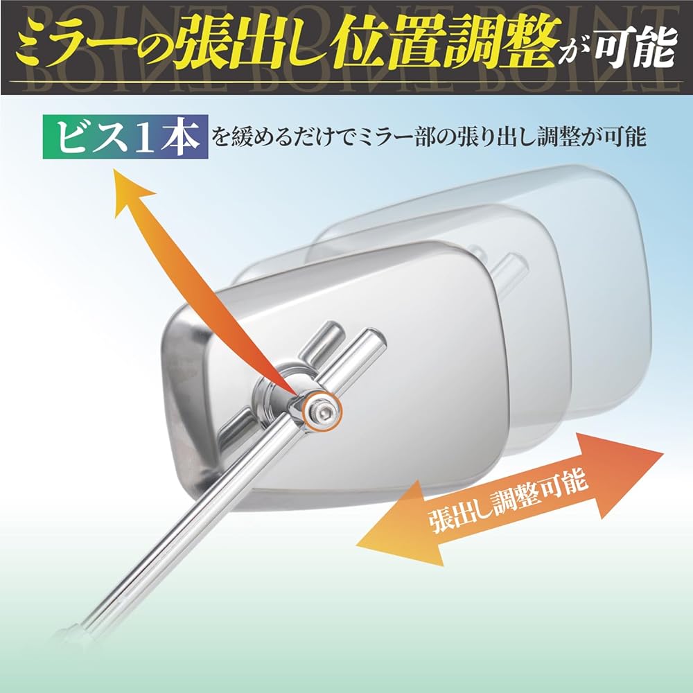 TANAX Bike Mirror Napoleon Azet 3 Mirror EX Stainless Steel (Silver) Positive Thread 10mm Left and Right Common 1 Piece NA-006