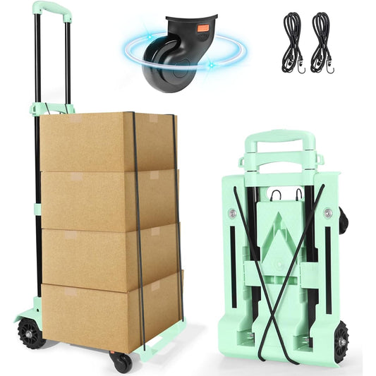 MAMBASNAKE Shopping Cart, Carry Cart, Folding Lightweight, Quiet, Compact, Convenient to Carry, 4 Wheels, Load Capacity 132.3 lbs (60 kg), Large Capacity, 13.2 gal (48 L), 3 Level Adjustment,