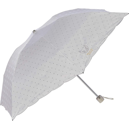 [Moonbat] Folding Umbrella PAUL & JOE (Paul & Joe) Cat Embroidery Parasol Folding Umbrella Parasol For Both Sunny and Rainy Days Umbrella Heat Shielding Logo Dot Cat Fashionable Cute Women's Light Gray Rim Length: Approx. 50cm