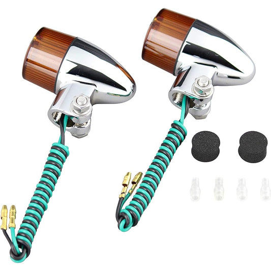 POSH Motorcycle Supplies Bullet Type Turn Signal Single Ball Plated Body/Orange Lens 093098