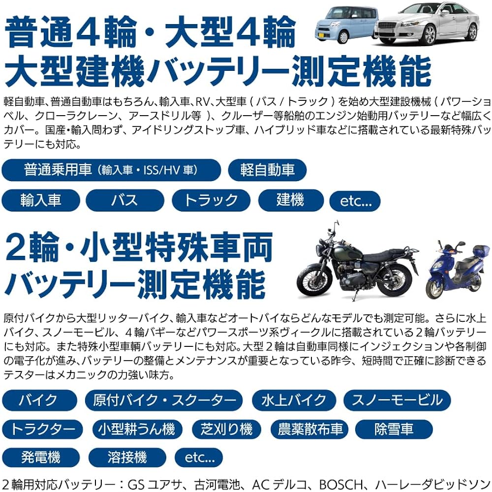 Daisaku Shoji [DS5] Battery tester Compatible with high precision CCA test for motorcycle batteries, Automotive 12V normal lead, ISS, HV auxiliary equipment, Japanese quality judgment, SOH, SOC, internal resistance, 12V charging/starting system analyzer