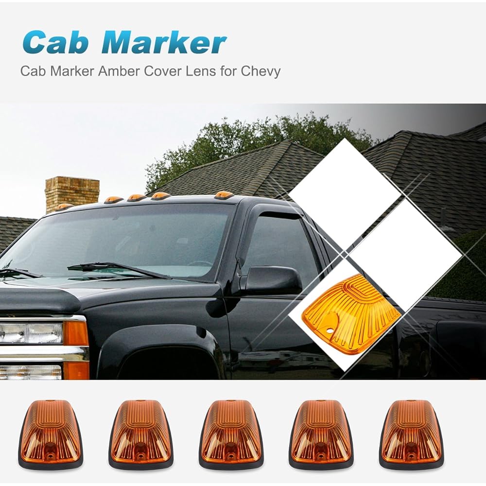 PARTSAM 5x 264159AM 5-5050-SMD T10 194 Amber LED Cab Marker Roof Running Light + Wiring Pack / C1500 C2500 C3500 K2500 K2500 K3500 1988-2002 Pickup track