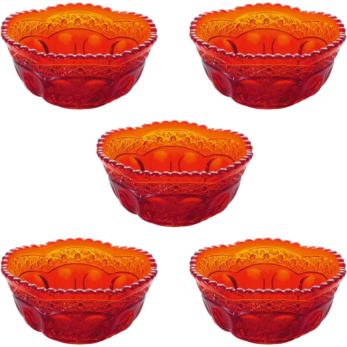 ADERIA Shonai Craft Glass Tableware Small Bowl Red Diameter 7.5 x Height 3.3cm Red Bean Bowl Pack of 5 Made in Japan F-70389