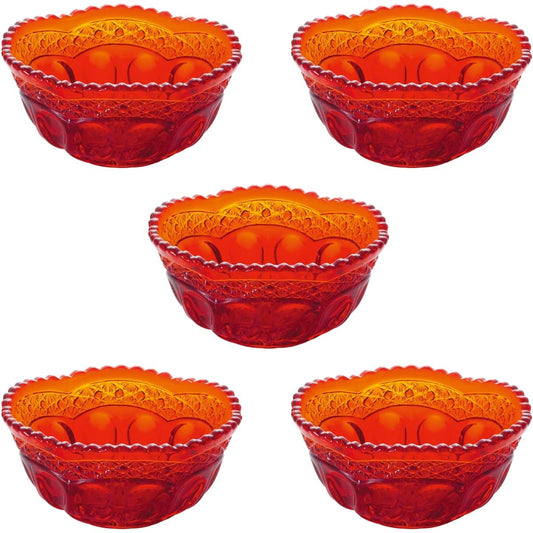 ADERIA Shonai Craft Glass Tableware Small Bowl Red Diameter 7.5 x Height 3.3cm Red Bean Bowl Pack of 5 Made in Japan F-70389