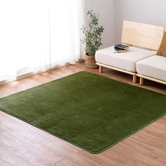 Hagiwara Rug Hot Carpet Cover Green Approx. 200 x 240cm "Mink Touch" Machine Washable Fluffy Warm Plain Hot Suitable