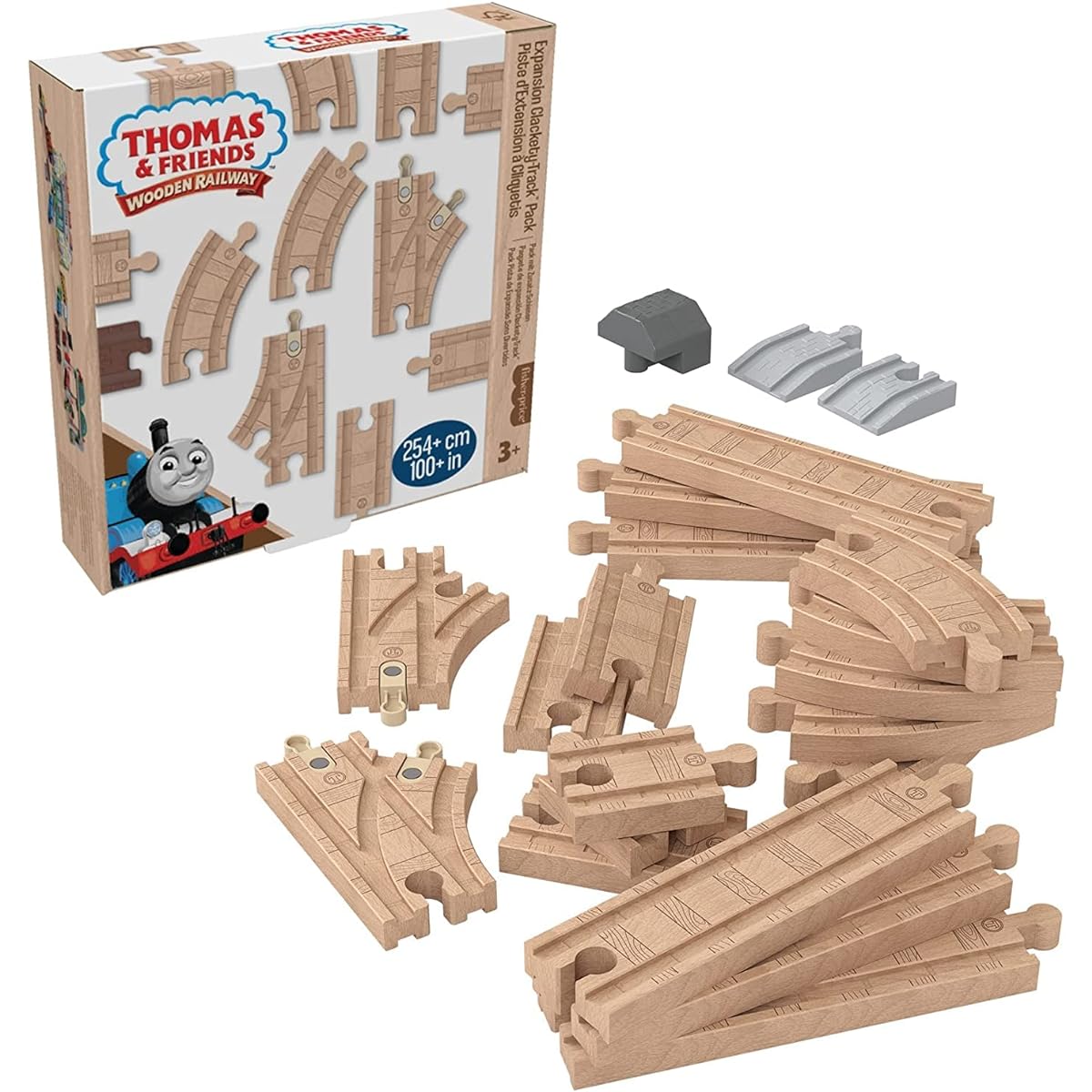 Mattel Thomas the Tank Engine Wooden Rail Series (Thomas) Create your own original course! Straight & curved extended rail set (vehicle sold separately) [vehicle train] [3 years old and up] [30 pieces] HDX06
