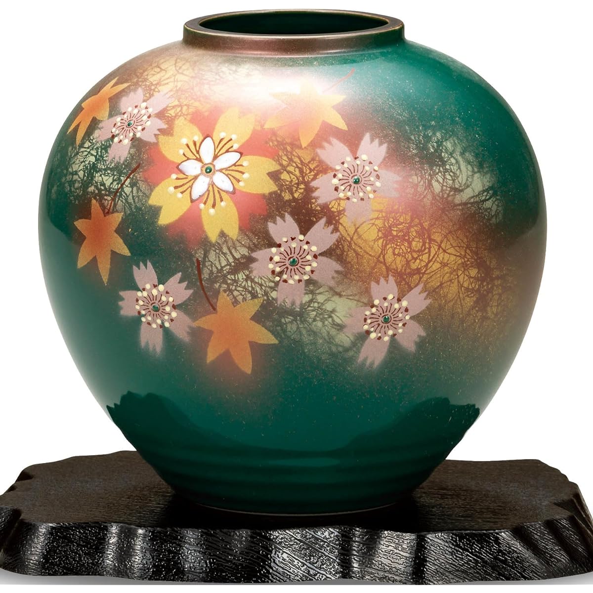 Vase Stylish Pottery Kutani Ware Hanamai Vase Ornament Brand Made in Japan