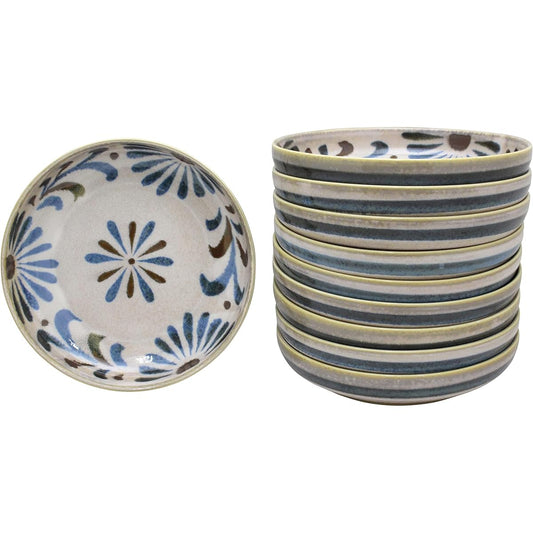 Castle Enterprise New [Commercial use set] Yachimun patterned tropical tableware selected by an Okinawan grandmother. Set of 10 pasta plates that can be used for anything.