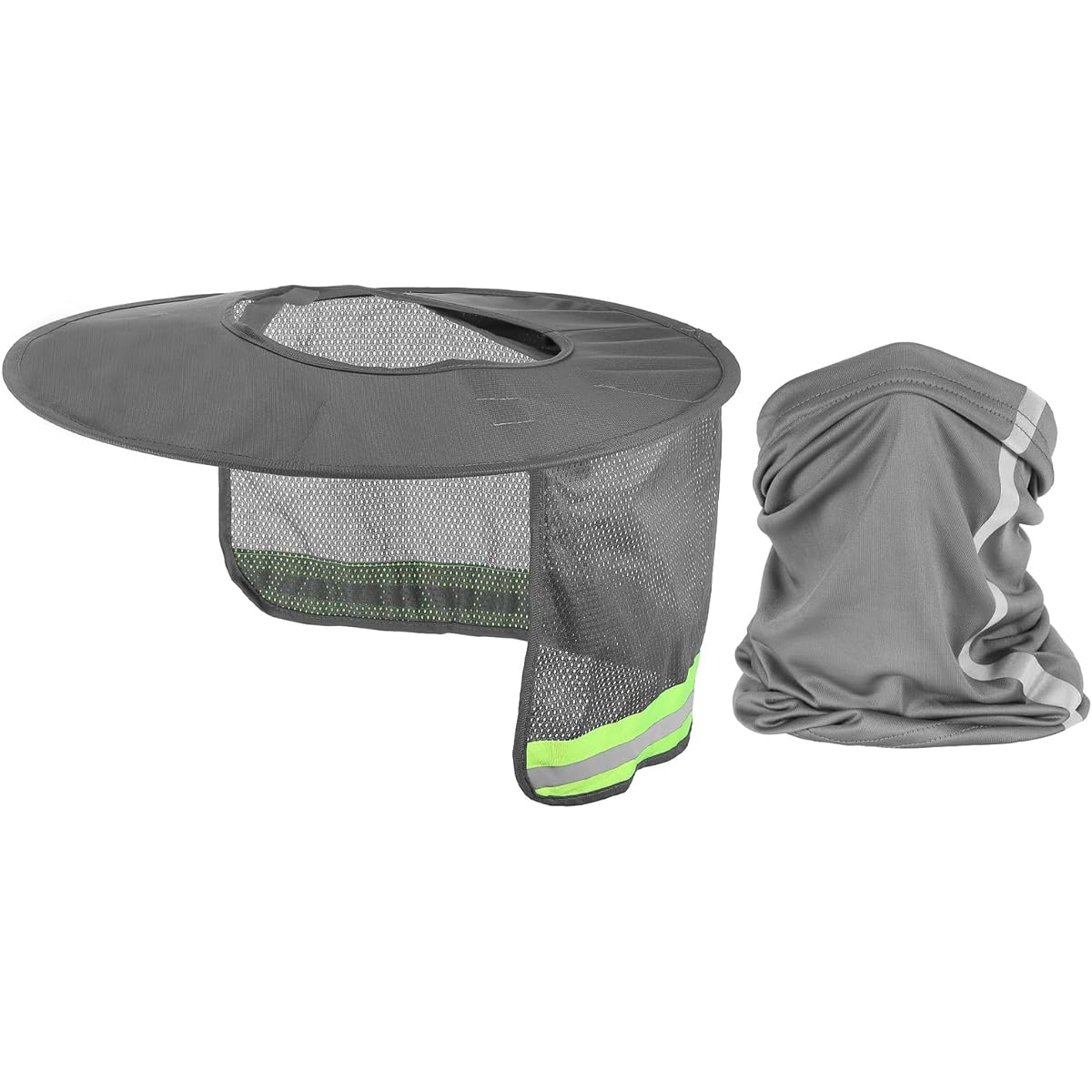 PATIKIL Hard Hat Sunshade 2 Pieces Sun Neck Protection Mesh Full Brim and Neck Gaiter Scarf High Visibility Reflective Hard Hat Accessories Gray