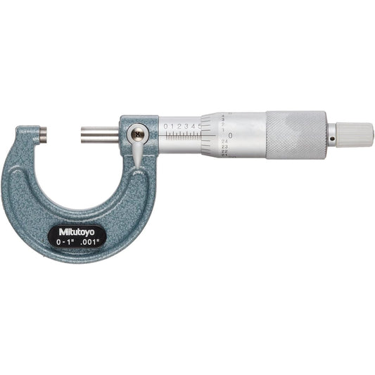 Mitsutoyo outer micrometer baking enamel finish ratchet stop 0-1 range 0.001 scale accuracy 0.001 103-177