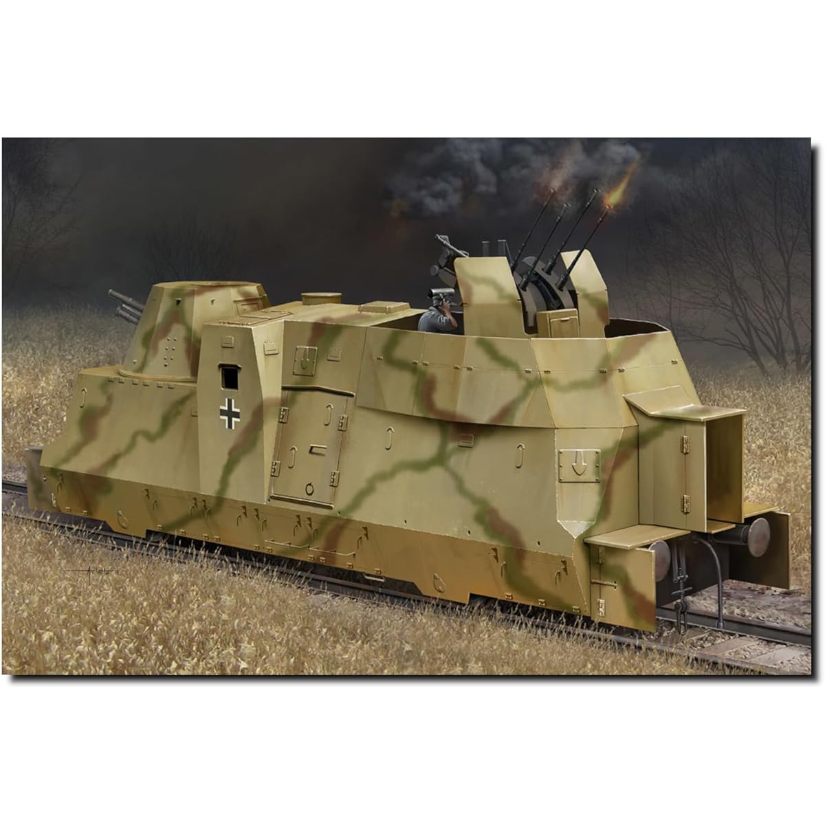 Hobby Boss 1/72 Fighting Vehicle Series German Army Armored Train Formation BP-42/Antaircraft Gun Car Plastic Model 82925