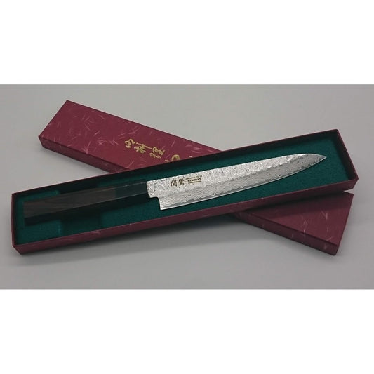 "Kanran" Seki's cutlery Petty knife 135mm Octagonal handle N series Professional high quality knife V Gold No. 10 17 layer Damascus hammer HRC59.5-60 Takefu special steel