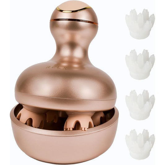(Supervised by a skilled head spanner) RELX Head Spa Electric Scalp Brush (Domestic Manufacturer) Mother's Day Gift IPX7 Waterproof Scalp Care 3D Vibration Relaxation Device Beauty Appliance Cordless Present (Rose Gold)