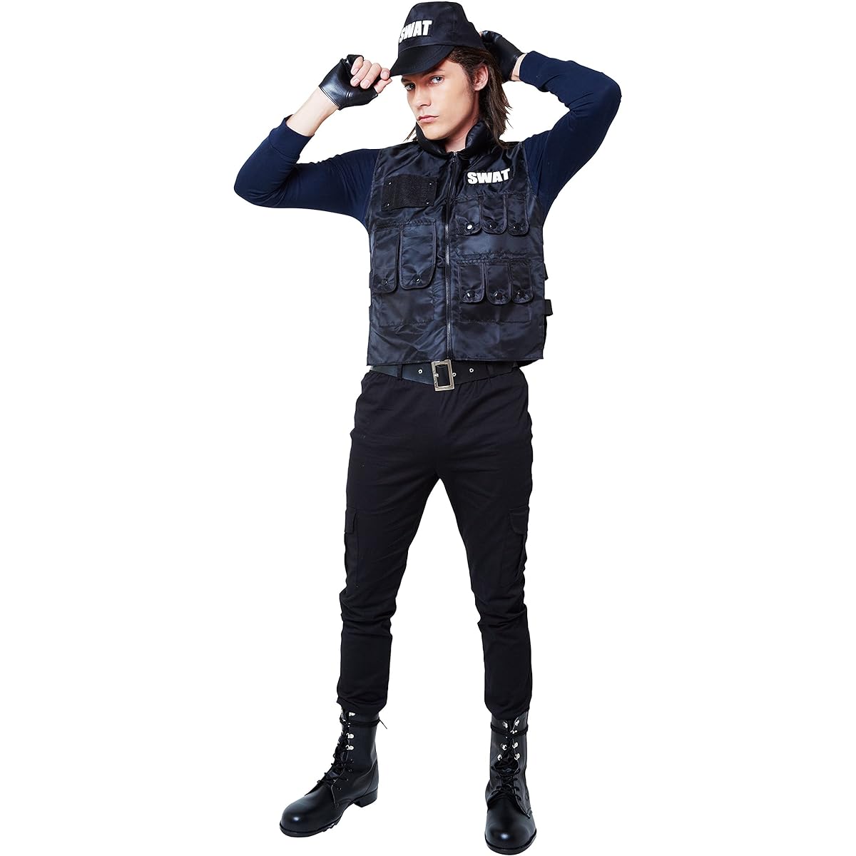 Clearstone Cosplay Halloween Magical SWAT SWAT Special Forces Police Officer Men's Black Costume Disguise Costume