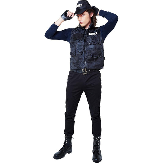 Clearstone Cosplay Halloween Magical SWAT SWAT Special Forces Police Officer Men's Black Costume Disguise Costume