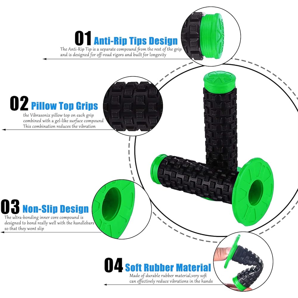 Motocyc Grip Dart Bike Grip Pillow Top Grip MX Grip Universal Handle Green RS2