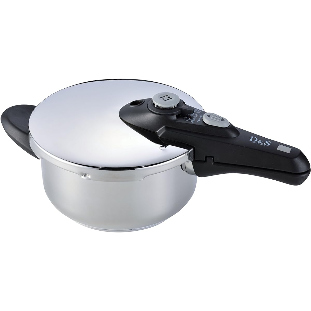 D&S Pressure cooker with 50 recipes IH compatible 4.5L Pressure adjustable (high pressure/low pressure) 50 recipe book with scale 18-8 stainless steel 2 capacities to choose from DSPC6027