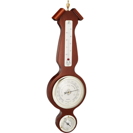 Empex Weather Meter Temperature and Hygrometer Americana Weather Meter for Wall Hanging Made in Japan Brown BM-717 41.5x12.5x4cm
