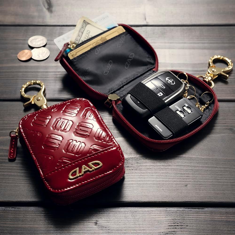 D.A.D D.A.D Hanasenai Smart Key Case [Monogram Leather Enamel Deep Red/Gold] Double Smart Key Case & Mini Wallet [HA677-03-01] DAD Garcon