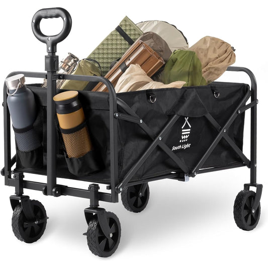 hidemasa Outdoor Wagon, Foldable, 2024 Model, Large Capacity 12.8 gal (58 L), Camping Wagon, Carry Cart, Mini, Long Capacity, Durable, 12.8 gal (58 L), Lightweight, Compact, Outdoor Carrier,