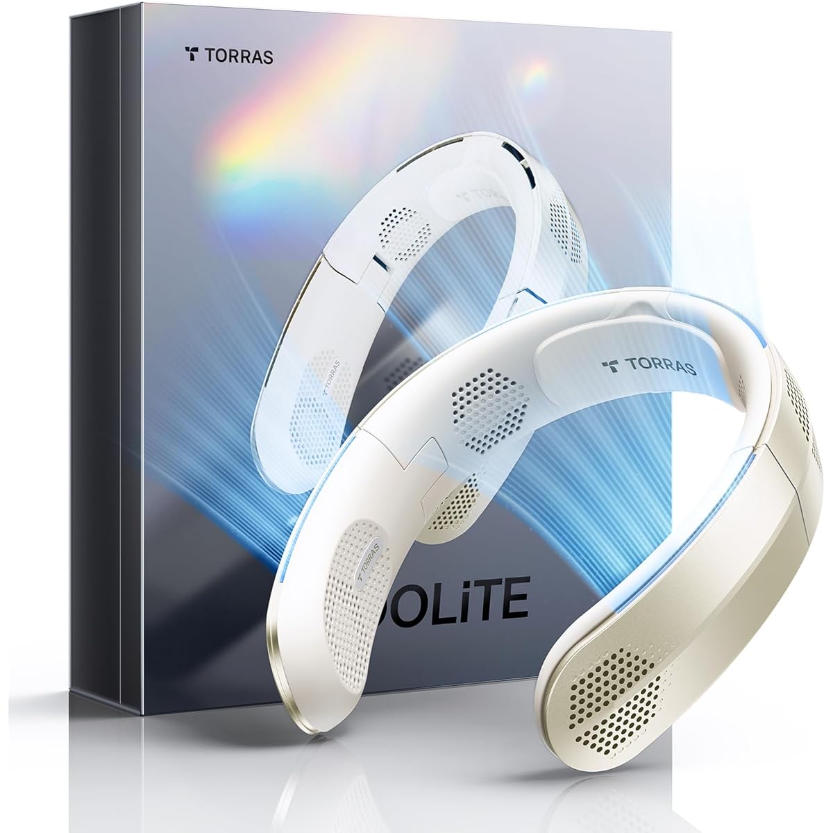 [COOLiTE/Advanced Air Volume] TORAS Neck Fan, Neck Cooler, Neck Fan 2024, Professional Model, Foldable, Portable Fan, Up and Down Six Wind Ways, Lightweight, Rapid Cooling, Fan, Neck Hanging, Heatstroke Prevention, Present, Type-C Charging, 4000mAh, Port